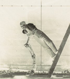 Muž na žebříku s preparovanou koňskou nohou, 80. léta 19. století. od Thomas Eakins