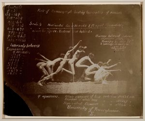 Fotografie Marey Wheel of Unidentified Model s notacemi Eadweard Muybridge, 1884. od Thomas Eakins