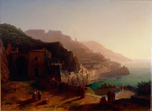 Pohled na Amalfi a pobřeží Amalfi (olej na plátně)