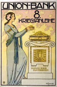 Rakouská fondová kampaň Union-Bank, půjčka z 8. války; přes vítězství k míru, hospoda. 1918 od Thomas Fasche