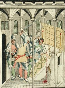Atentát na svatého Tomáše Becketa (asi 1118-70) v Canterbury, z kaple Nejsvětější Trojice ve Stratfordu nad Avonou od Thomas Fisher Hoxton