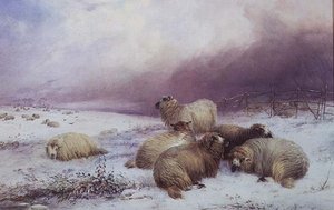 Zimní krajina s ovcemi od Thomas Francis Wainewright
