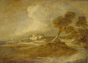 Krajina s jezdci (olej na papíře) od Thomas Gainsborough