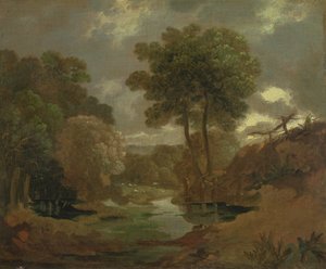 A Pool in the Woods, 1750 (olej na papíře na plátně)