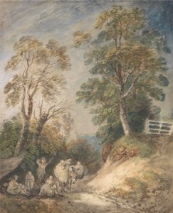 Country Lane s odpočívajícími cikány od Thomas Gainsborough