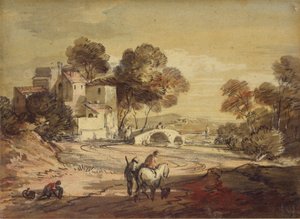 Italská krajina s cestovateli na klikaté cestě, 1775–1779 od Thomas Gainsborough