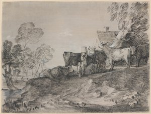 Krajina s dobytkem u chalupy od Thomas Gainsborough