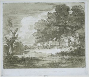 Krajina s vozem taženým koňmi podél nábřeží a okraje lesa od Thomas Gainsborough