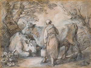 Dojička se dvěma krávami, polovina 18. století od Thomas Gainsborough