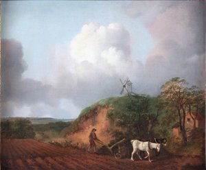 Sedlák orající se dvěma koňmi, 1750-1753 od Thomas Gainsborough