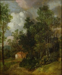 Zalesněná krajina s venkovským domem a dvěma figurami, kolem roku 1752 (olej na plátně na plátně) od Thomas Gainsborough