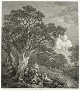 Zalesněná krajina s cikány shromážděnými u ohně od Thomas Gainsborough