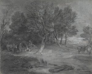 Zalesněná krajina s cikánským táborem od Thomas Gainsborough