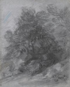 Zalesněná krajina s pastevcem, krávami a chalupou od Thomas Gainsborough