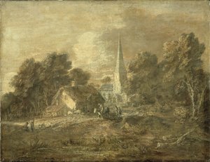 Zalesněná krajina s vesnickou scénou, počátek 1770-72 od Thomas Gainsborough