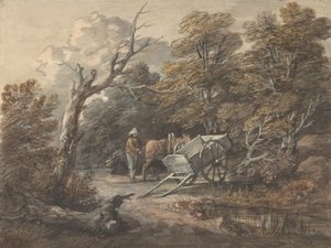 Lesní scéna s rolníkem, koněm a vozíkem, ca. 1760. od Thomas Gainsborough