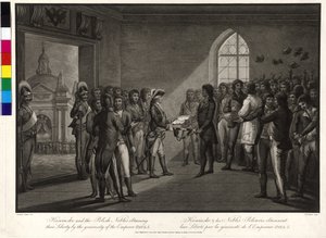 Tadeusz Kosciuszko a polští šlechtici žádají cara Pavla I. o navrácení svobody