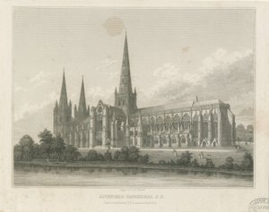 Katedrála Lichfield - South East View: rytina, nd [c 1833] (tisk) od Thomas George Lomax