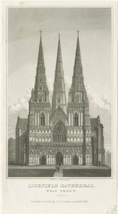 Katedrála Lichfield - Západní fronta: rytina, nd [c 1833] (tisk) od Thomas George Lomax