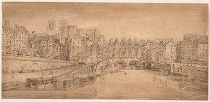 Výběr dvaceti nejmalebnějších pohledů v Paříži: Pohled na Pont St. Michel, převzatý z Pont Neuf od Thomas Girtin