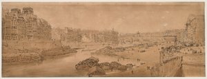 Výběr dvaceti nejmalebnějších pohledů v Paříži: Pohled na město s Louvrem z Pont Marie od Thomas Girtin