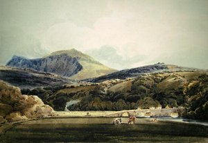 Mynnydd Mawr, Severní Wales (tužka a akvarel) od Thomas Girtin