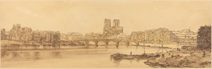 Pohled na Pont de la Tournelle a Notre Dame Převzato z Arsnelu: pl.11 od Thomas Girtin