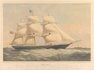 Clipper Ship Mirage, 965 tun, asi 1853-57 (litografie, kolorovaná)
