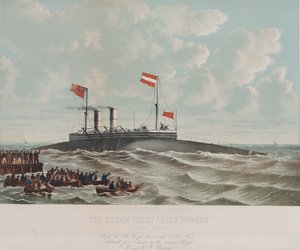 Parní jachta Ross Winan (doutníková loď), postavená v Millwallu (Anglie). Litografie (33,1 × 43,4 cm), autor Thomas Goldsworth Dutton (asi 1819-1891).