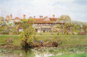 Great Tangley Manor, Surrey, s Lily Pond a krytou procházkou