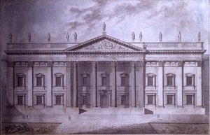 Projekt pro Senate House, Londýn (pero, inkoust a akvarel na papíře) od Thomas Hardwick