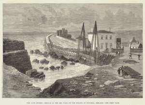The late Storms, Breach in the Sea Wall on the Strand at Youghal, Irsko od Thomas Harrington Wilson