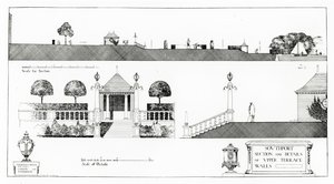 Southport: Sekce a detaily horní terasy a zdí, z Thomas Mawson