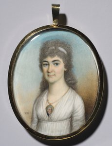Portrét ženy s miniaturou, c. 1780. od Thomas Hazlehurst