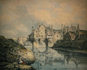 Elvet Bridge, Durham (akvarel na papíře)