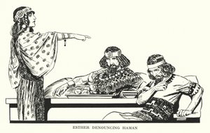 Ester odsuzuje Hamana (litografie) od Thomas Heath Robinson
