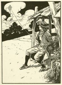 Franklin a jeho drak (rytina) od Thomas Heath Robinson