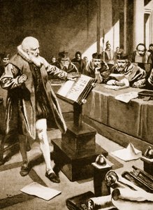 Galileo předstupuje před kardinály (litografie) od Thomas Heath Robinson