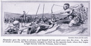 Jak Alexandr získal svou říši: Dareios, perský král, shromáždil velkou armádu, která byla poražena Makedonci v roce 334 př. n. l., cca 1950 (litografie) od Thomas Heath Robinson