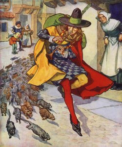 Ilustrace k filmu Krysař z Hamelnu (barevná litografie) od Thomas Heath Robinson