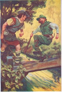 V nešťastném okamžiku uklouzl na dřevěných prknech (barevná litografie). od Thomas Heath Robinson