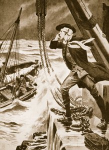 John Smeaton při práci na majáku Eddystone (litografie)