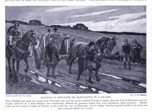 Matylda převážená do Gloucesteru v pohřebním voze (litografie) od Thomas Heath Robinson