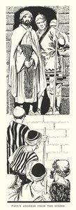 Pavlův projev ze schodů (litografie) od Thomas Heath Robinson