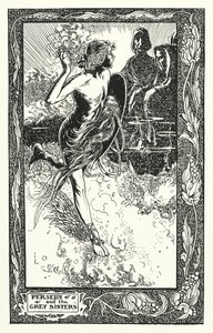 Perseus a Šedé sestry (litografie) od Thomas Heath Robinson