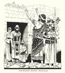 Rab-Šakeh před Jeruzalémem (litografie) od Thomas Heath Robinson