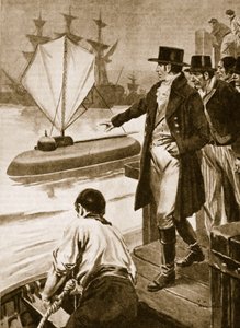 Robert Fulton ve Francii ukazuje svou ponorku Nautilus v provozu (litografie)