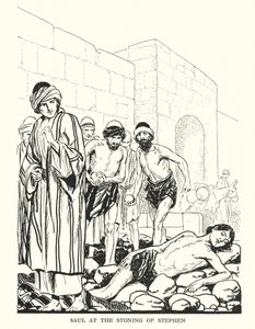 Saul při kamenování Štěpána (litografie) od Thomas Heath Robinson