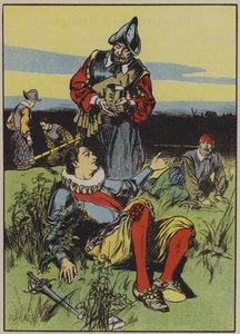 Sir Philip Sidney a umírající voják (barevná litografie) od Thomas Heath Robinson