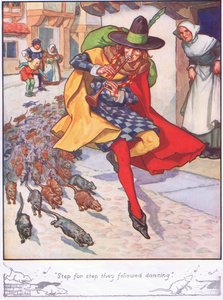 "Krok za krokem následovali tanec" (barevná litografie) od Thomas Heath Robinson